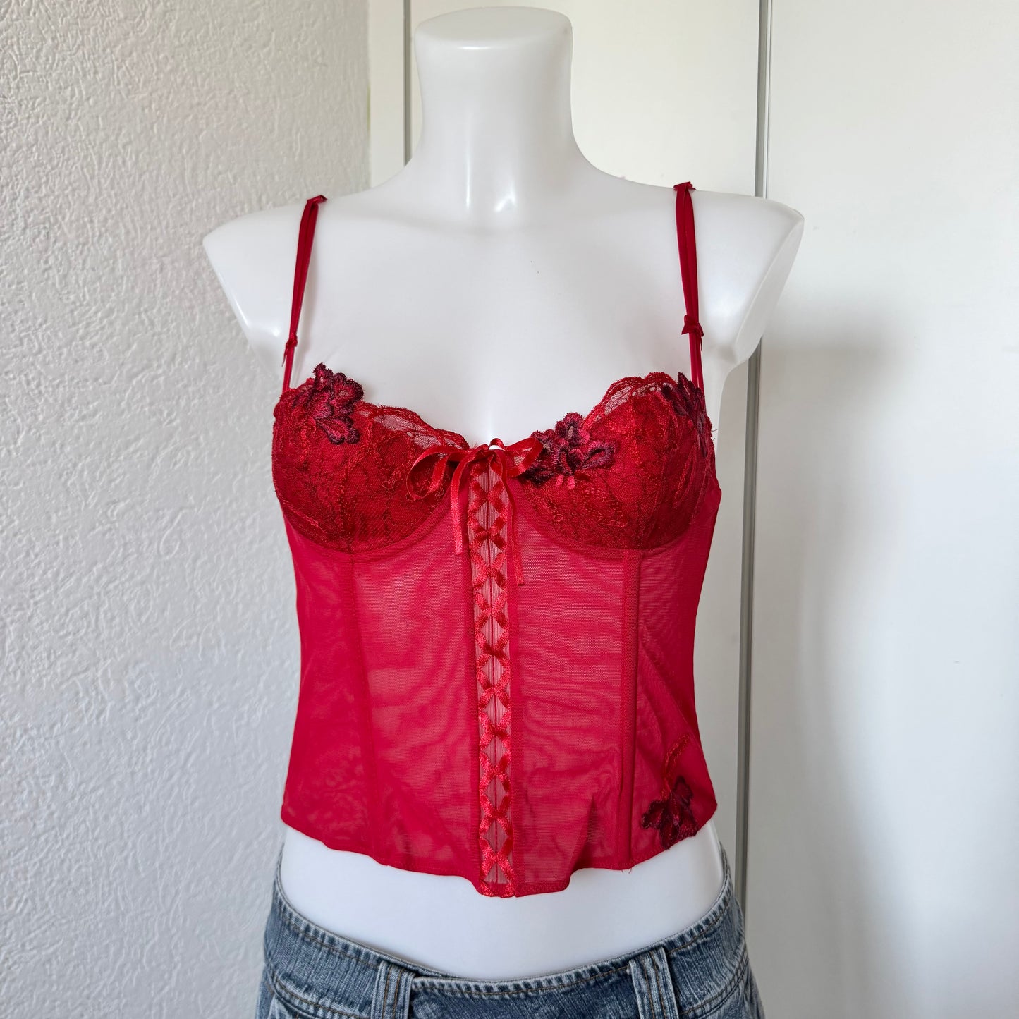 Red Lace Corset Top (70A)