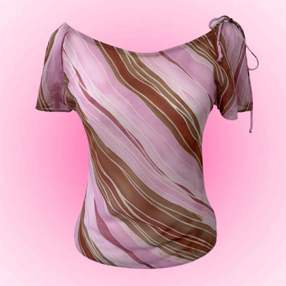 Pink Abstract Mesh Y2K Tshirt (S)