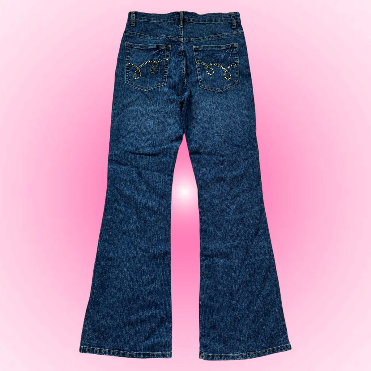 Blue Rhinestone Flared Jeans (M)