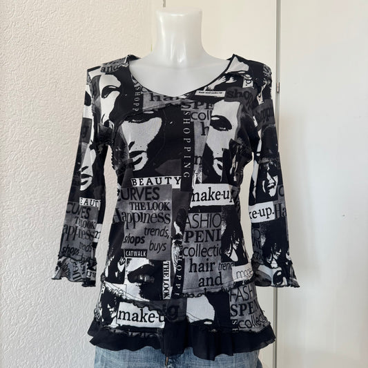 Y2k Magazine Print Top (S)