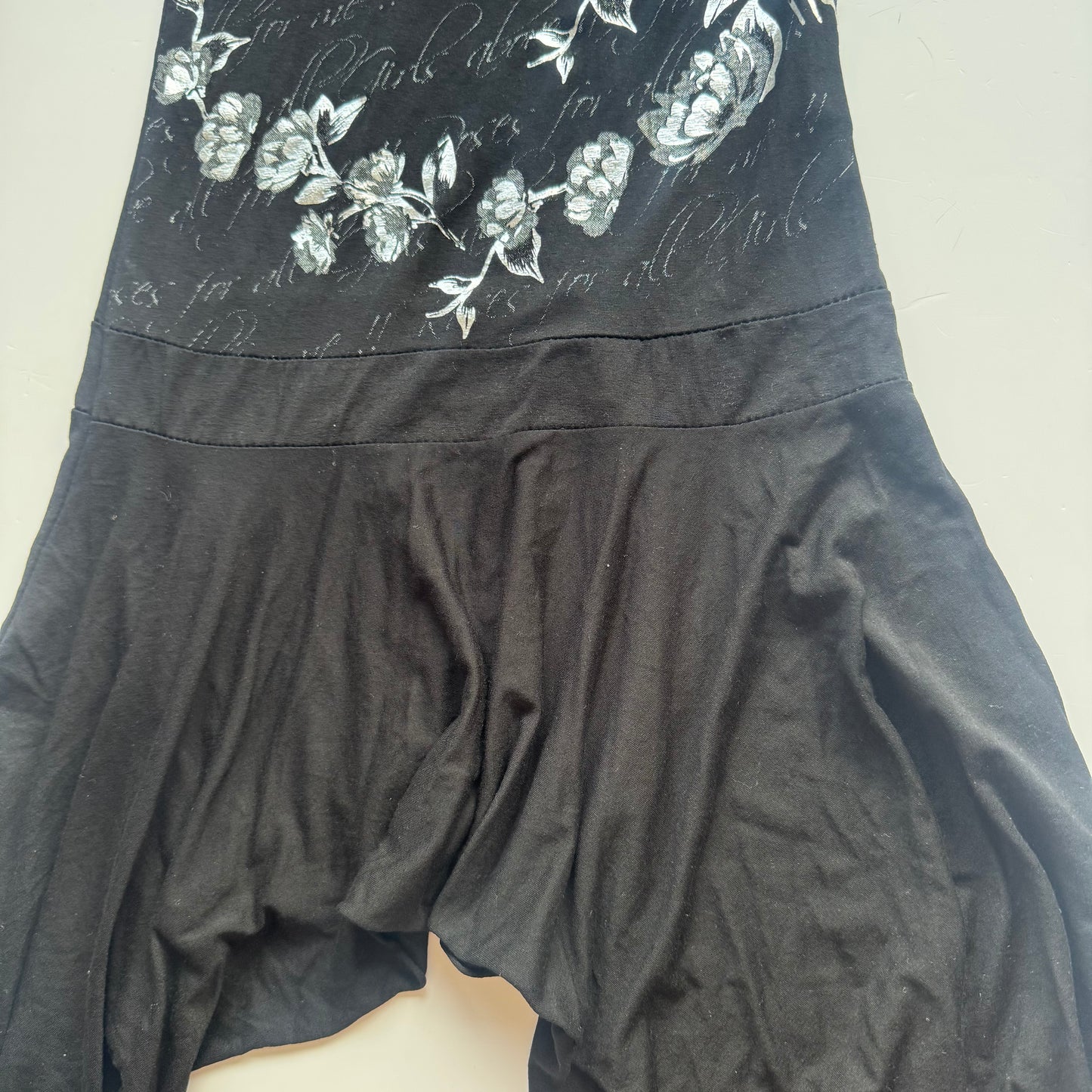 Black Floral Y2K Mini Dress (S)