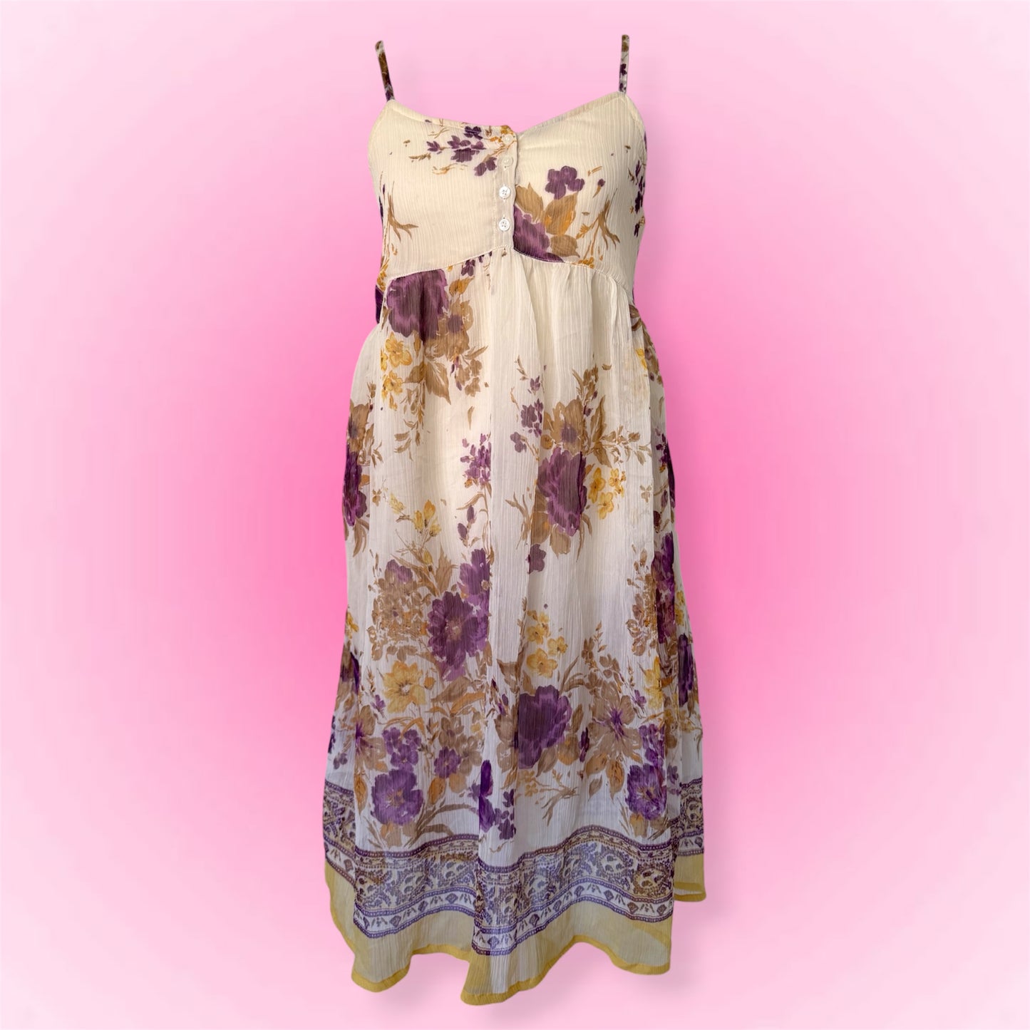 Floral Fairycore Vintage Dress (M)