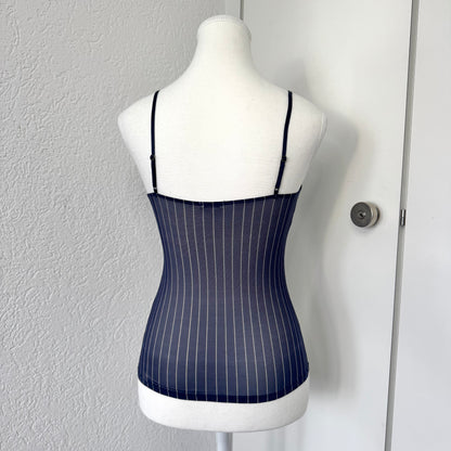Navy Pinstripe Lace Cami (S)
