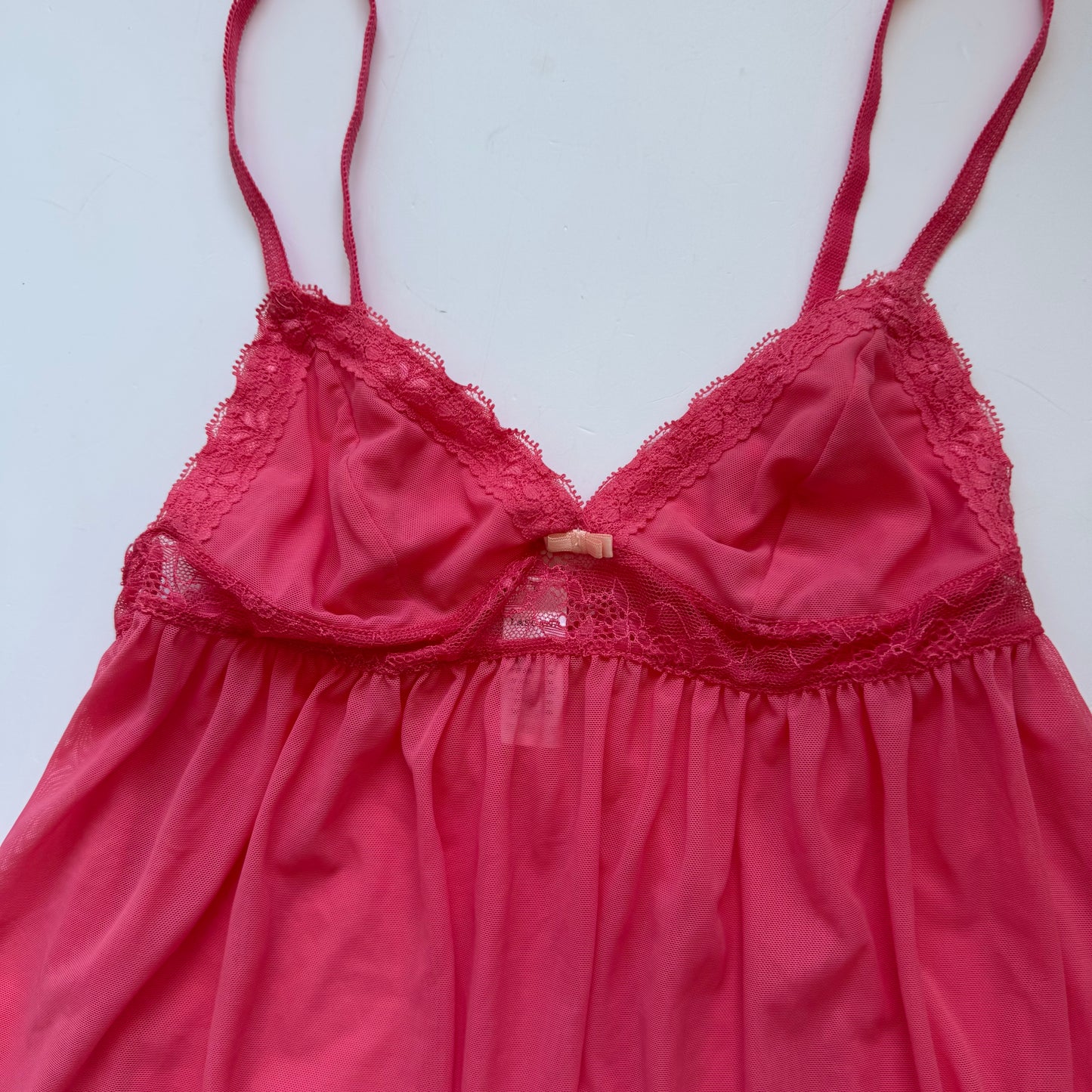 Pink Mesh Babydoll Cami Top (XS)