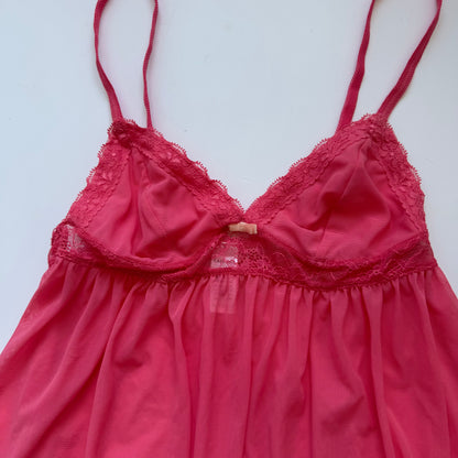 Pink Mesh Babydoll Cami Top (XS)