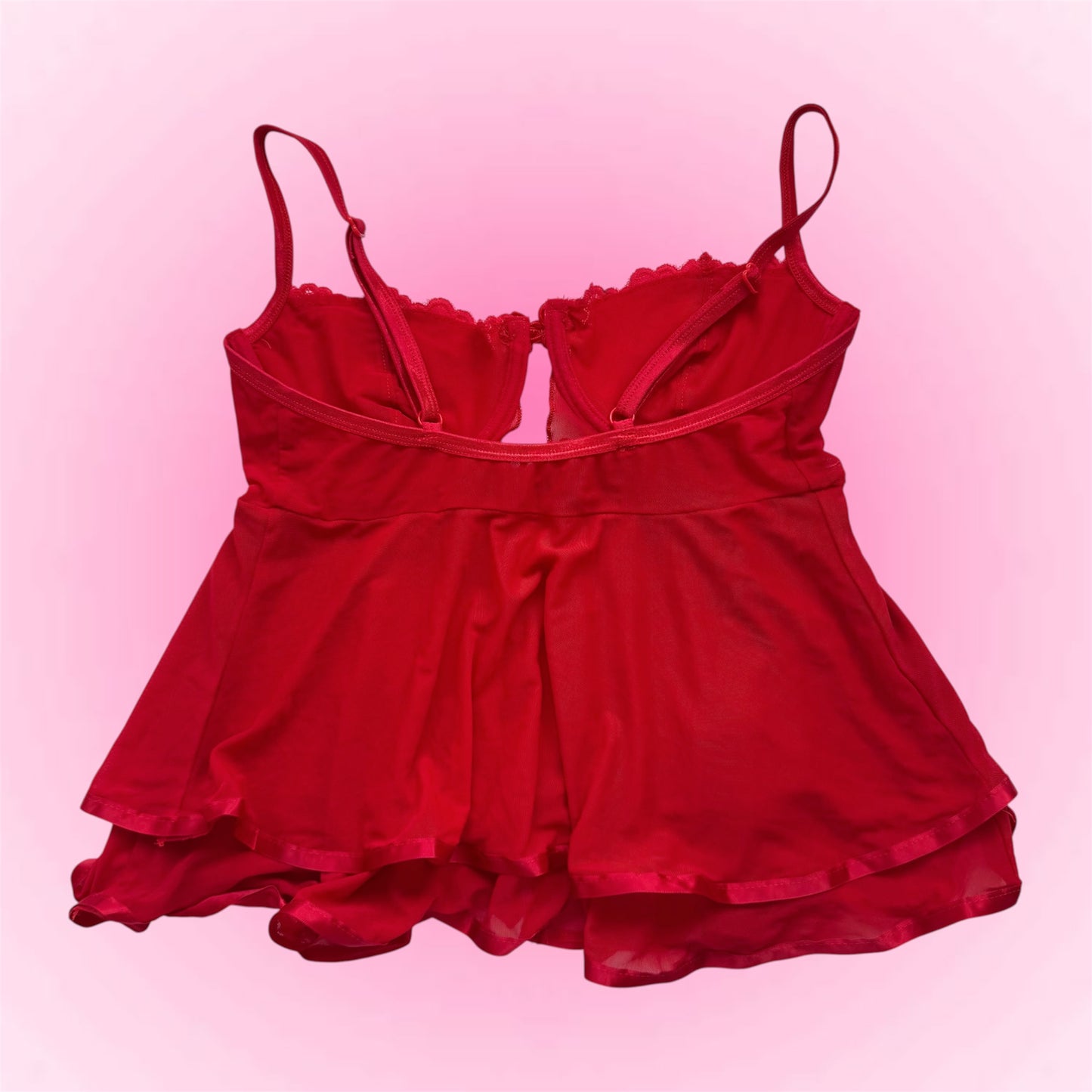 Red Lace Babydoll Top (S)