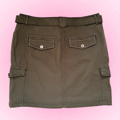 Green Y2k rhinestone skirt (M)