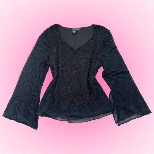 Black Beaded Longsleeve (L)