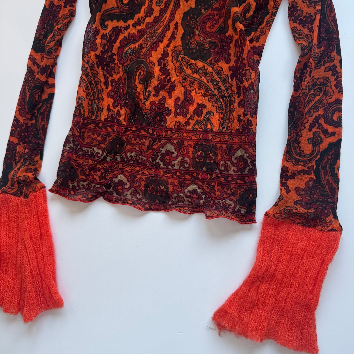 Paisley V-Neck Sheer Top (XS/S)