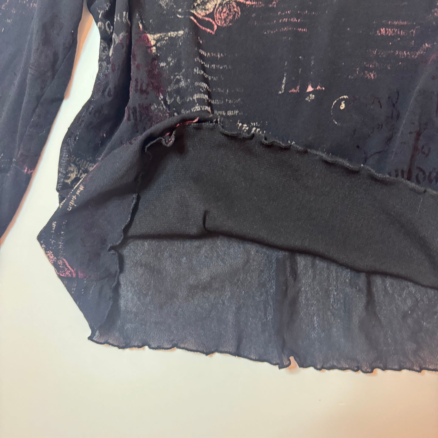 Black Sheer Graphic Longsleeve (M)