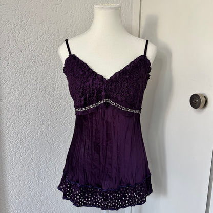 Plum Lace Y2K Babydoll Top (M)