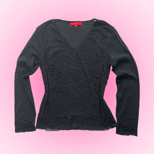 Sheer beaded longsleeve (S/M)