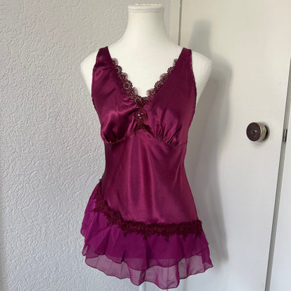 Pink Satin Ruffle Cami (S)