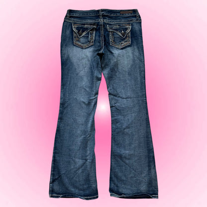 Blue Vintage Low-Rise Flared Jeans (S/M)