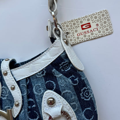 Gussaci Denim Monogram Shoulder Bag | New with tags