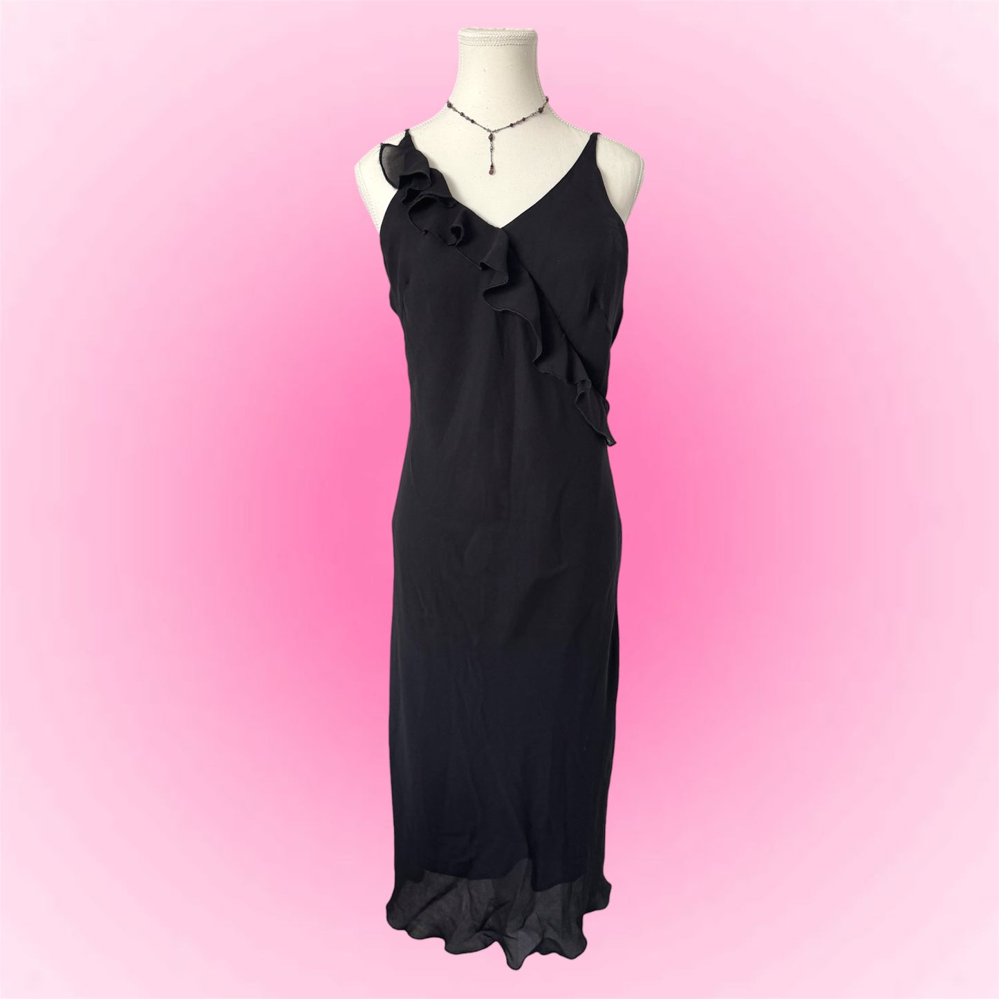 Vintage Black Ruffle Dress (M)