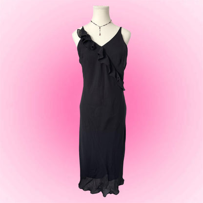 Vintage Black Ruffle Dress (M)
