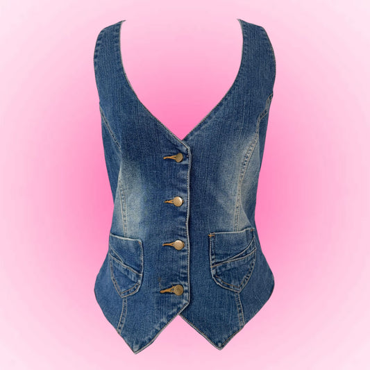 Vintage Denim Neckholder Vest (L)
