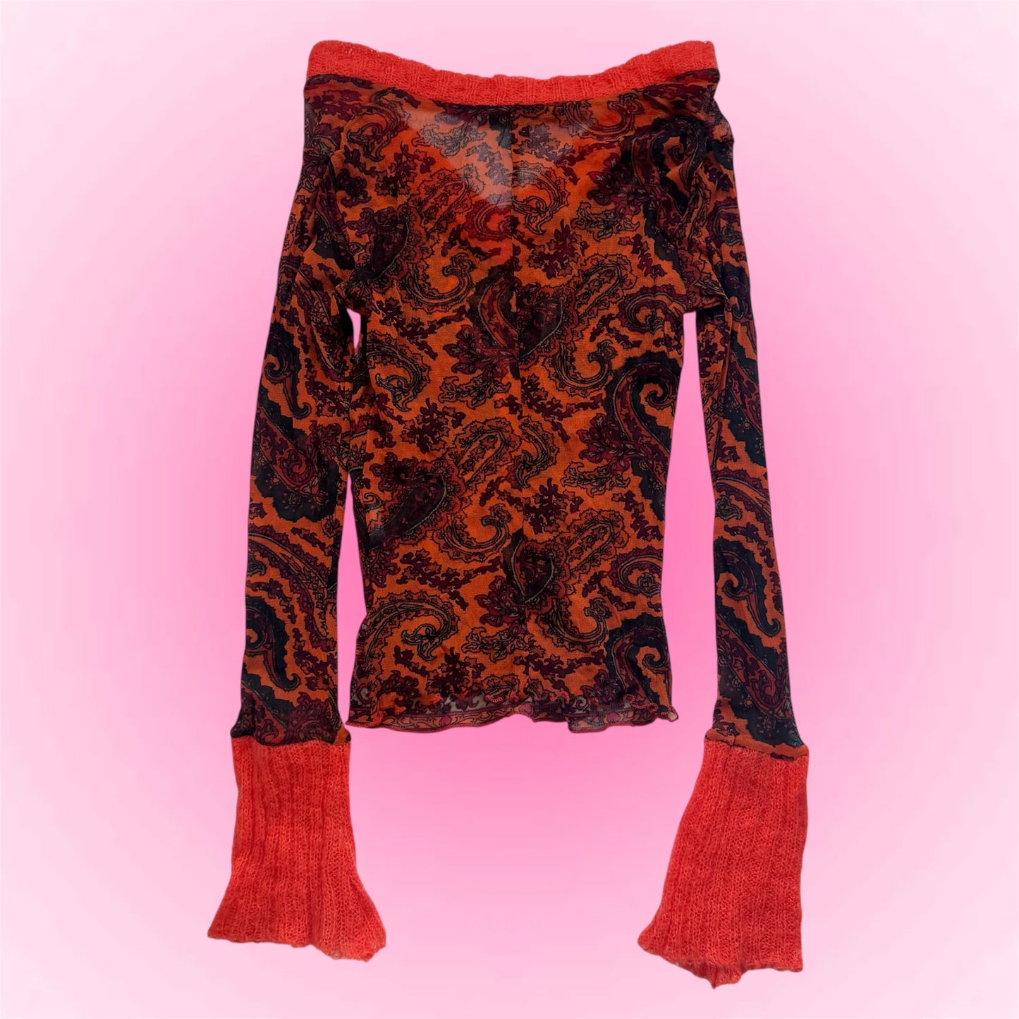 Paisley V-Neck Sheer Top (XS/S)