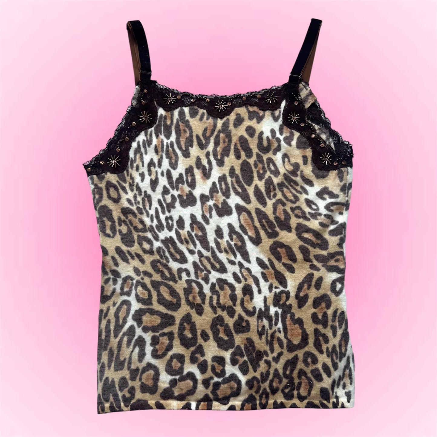 Leopard Print Y2K Lace Cami (S)