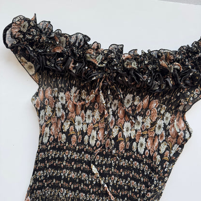 Floral Ruffle Y2K Tshirt (S/M)