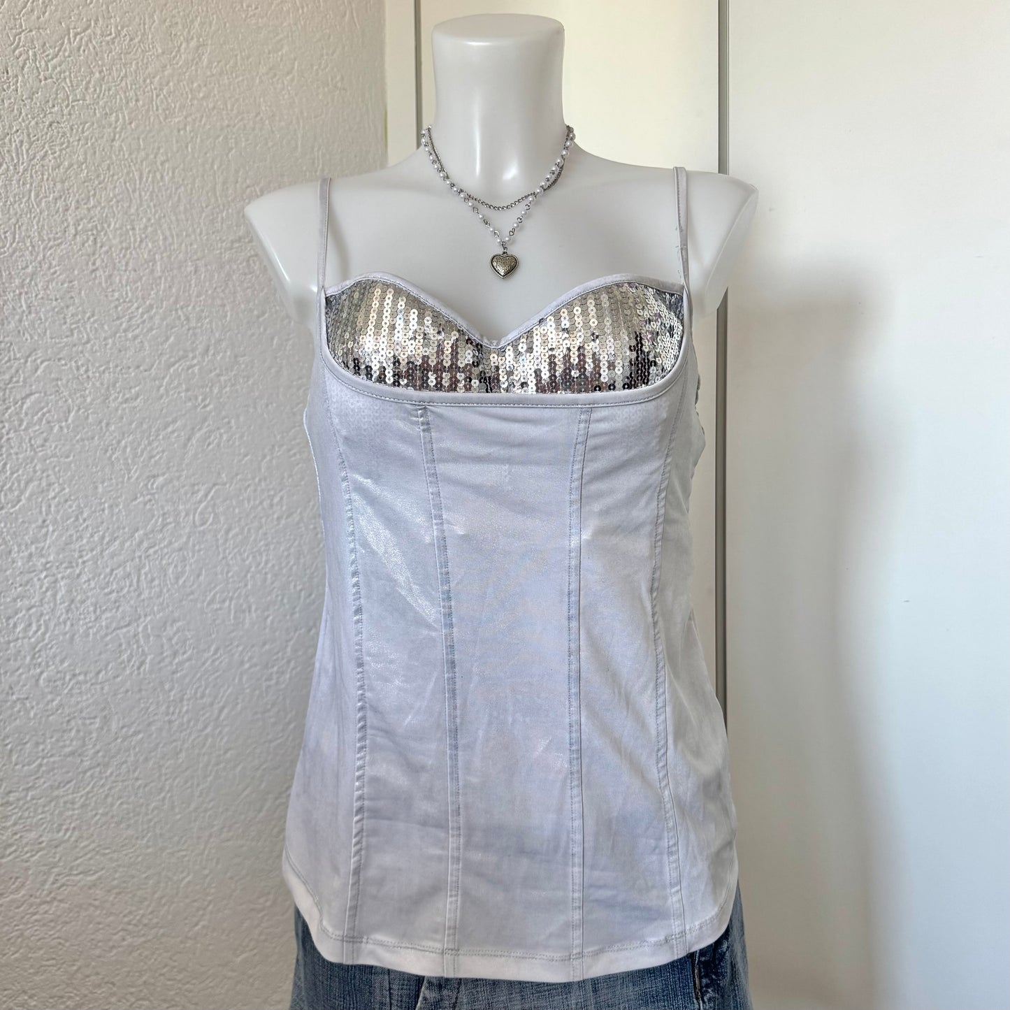 Silver Sequin Top (M)