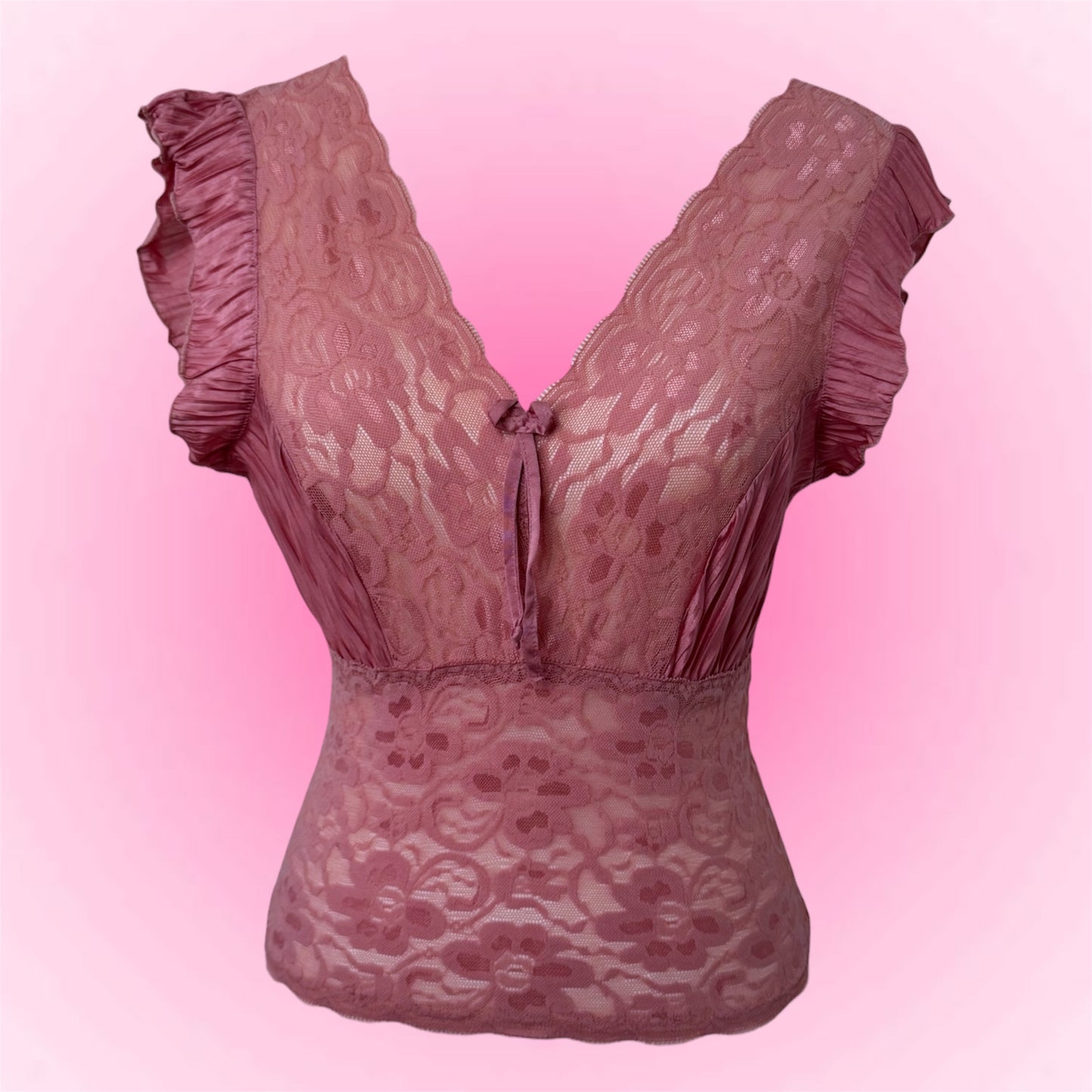 Pink Lace Coquette Tshirt (XS)