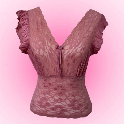 Pink Lace Coquette Tshirt (XS)