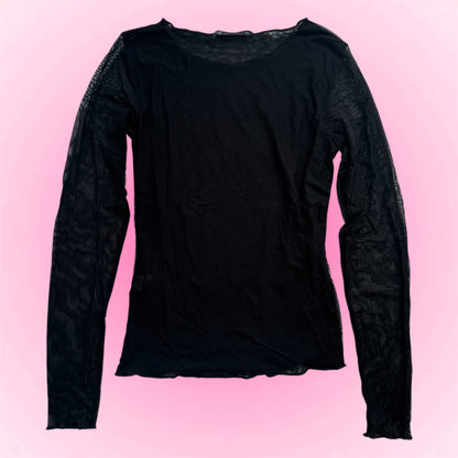 Black sequin mesh longsleeve (S)