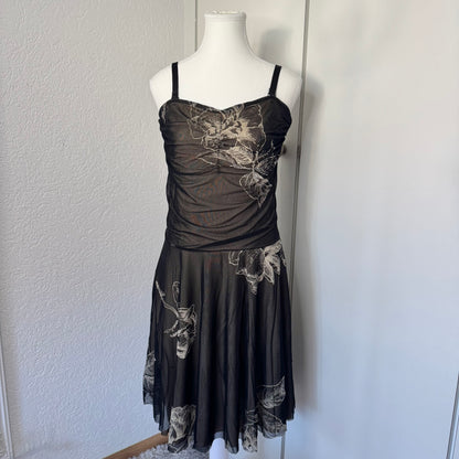 Black Sheer Floral Y2K Dress (L)