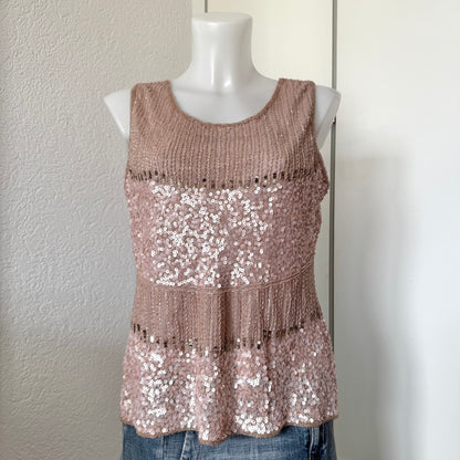 Pink Sequin Silk Top (M)