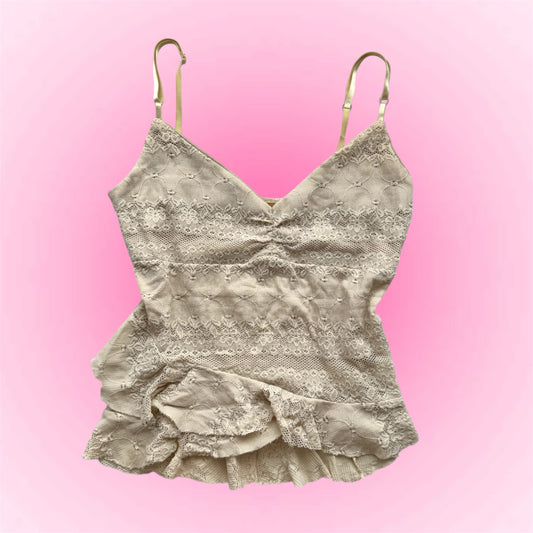 Vintage lace ruffle cami (S)