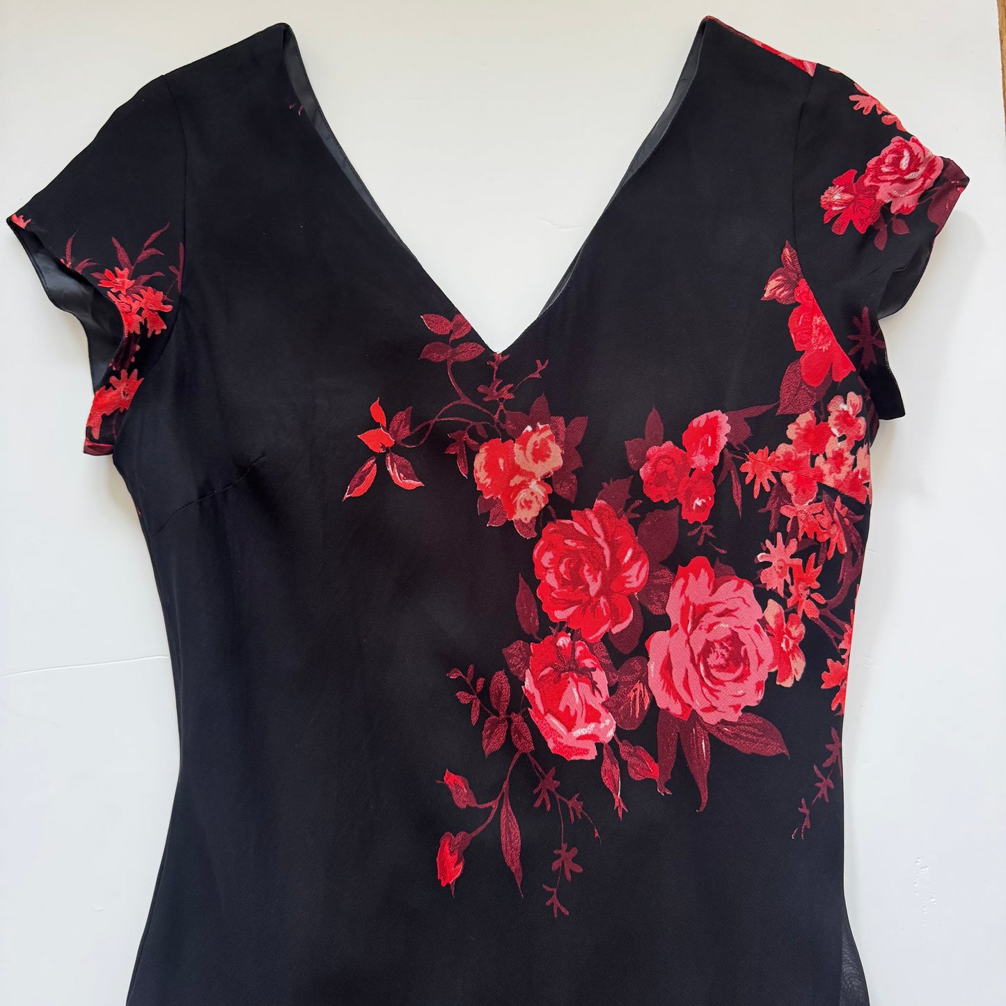 Vintage Floral Midi Dress (M)