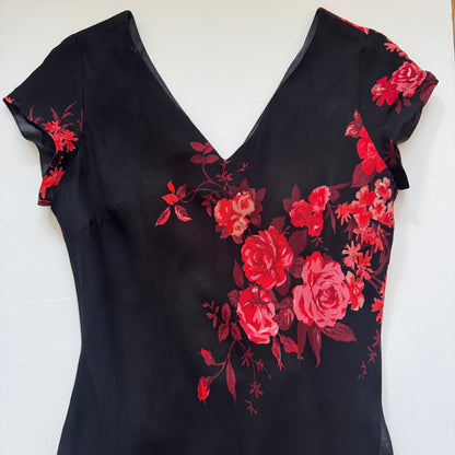 Vintage Floral Midi Dress (M)