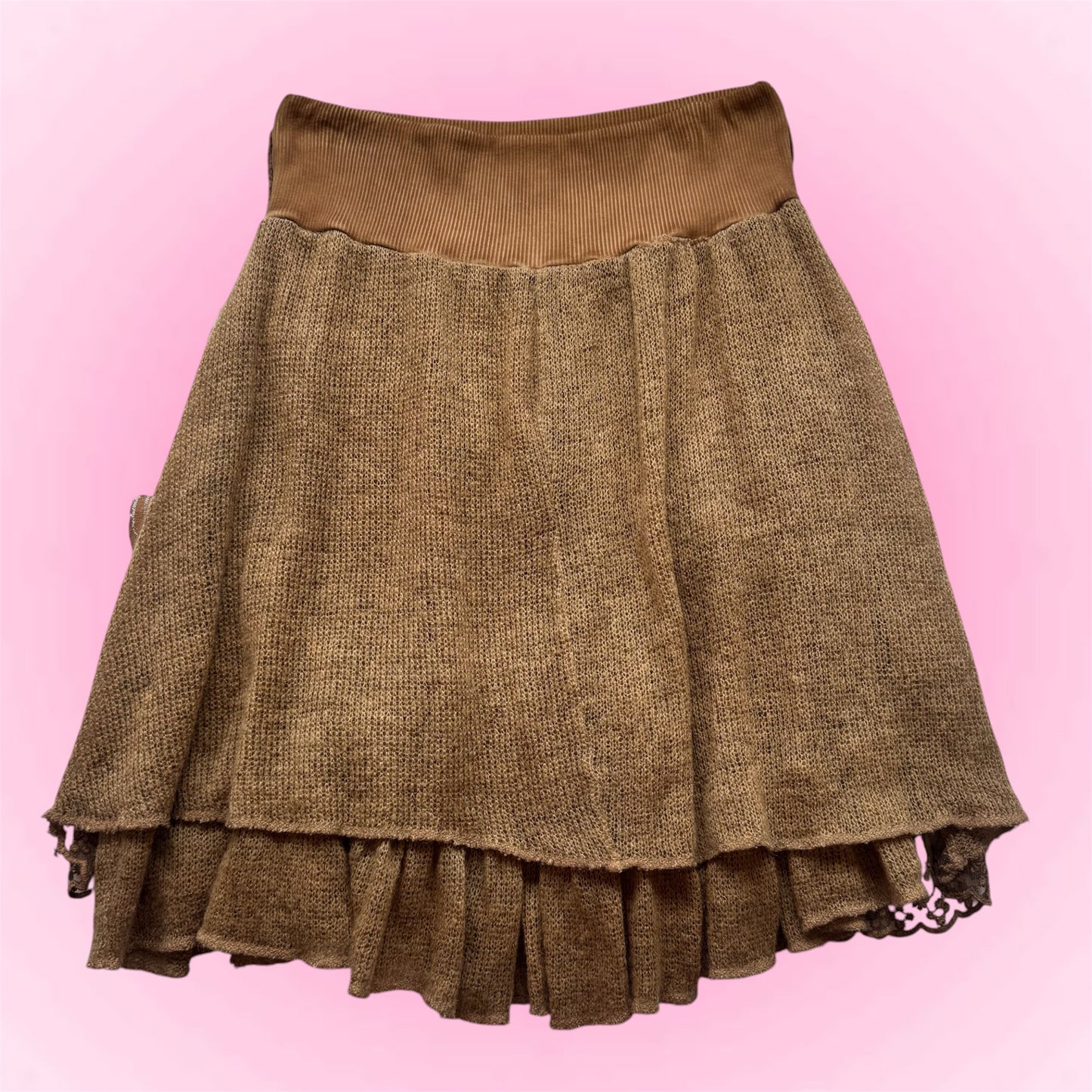Unique Lace Layered Mini Skirt (S)