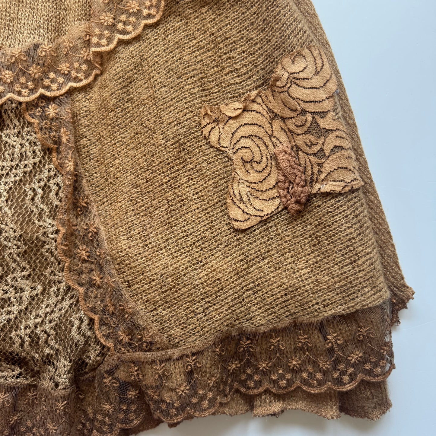 Unique Lace Layered Mini Skirt (S)