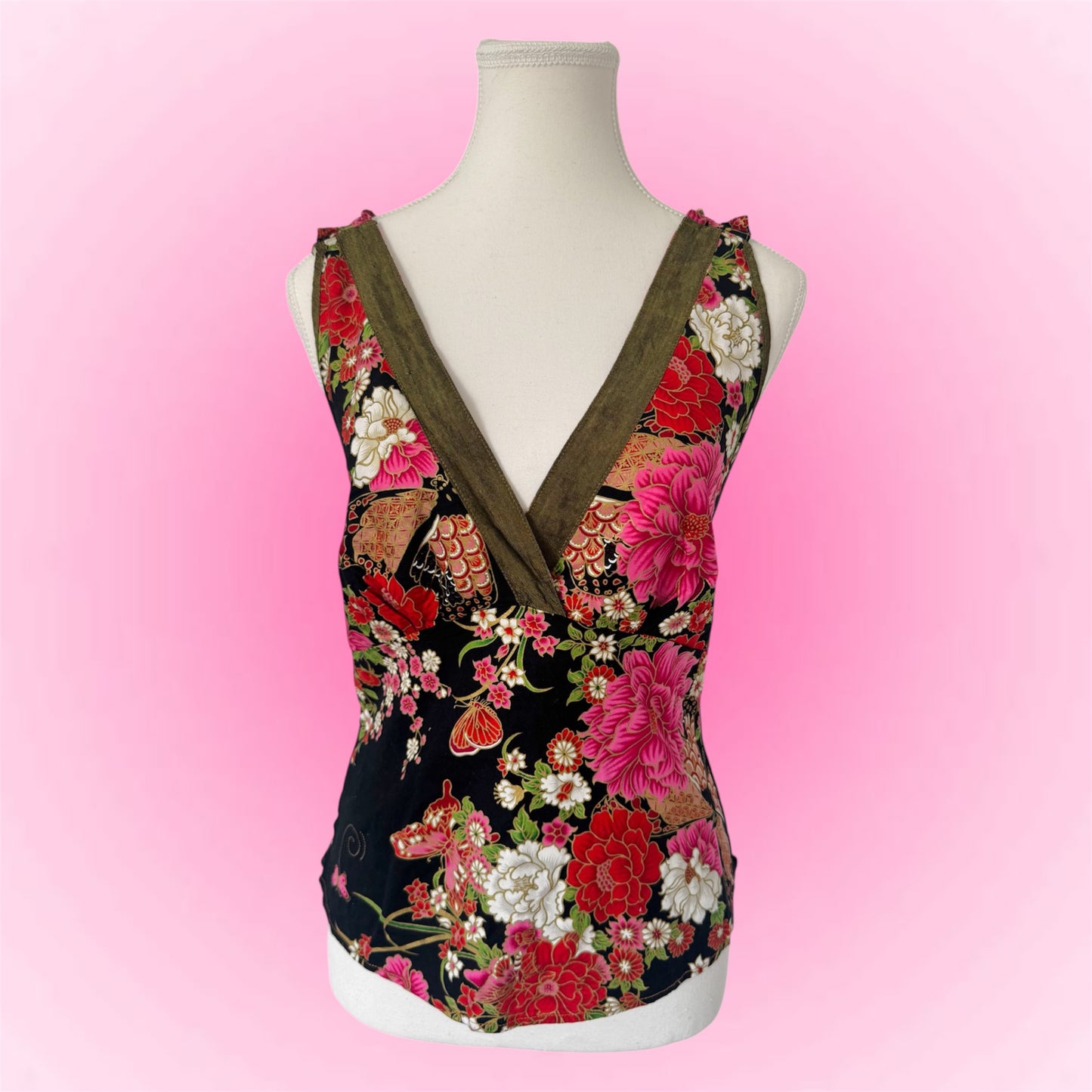 Floral Y2K Sleeveless Top (S)