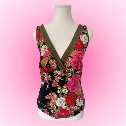 Floral Y2K Sleeveless Top (S)