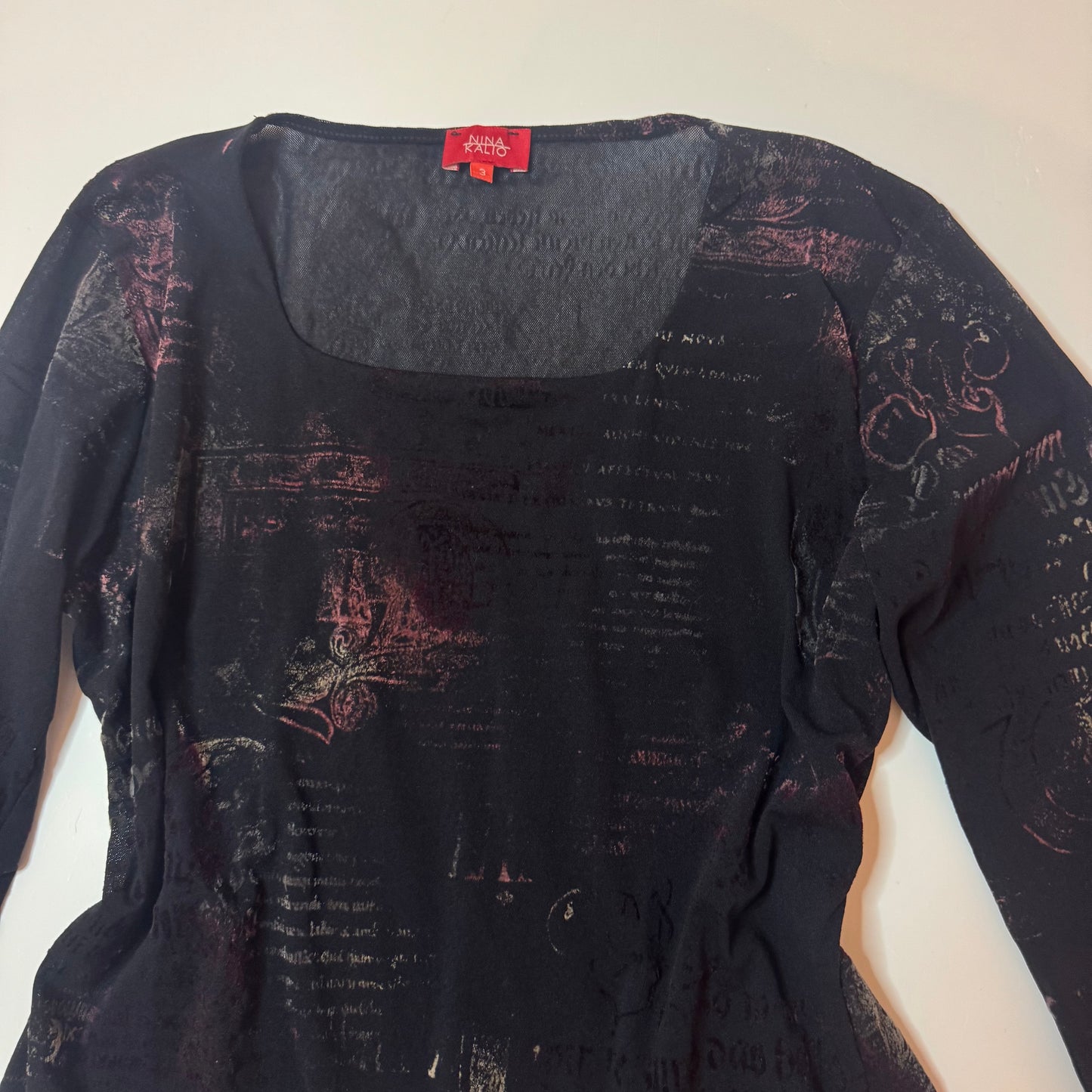 Black Sheer Graphic Longsleeve (M)