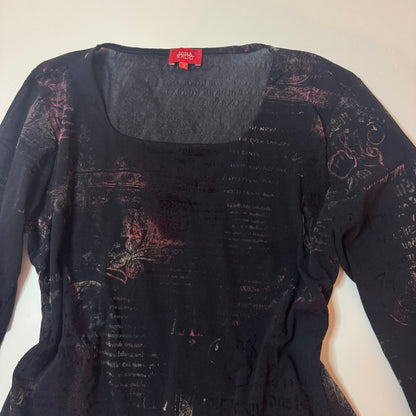 Black Sheer Graphic Longsleeve (M)