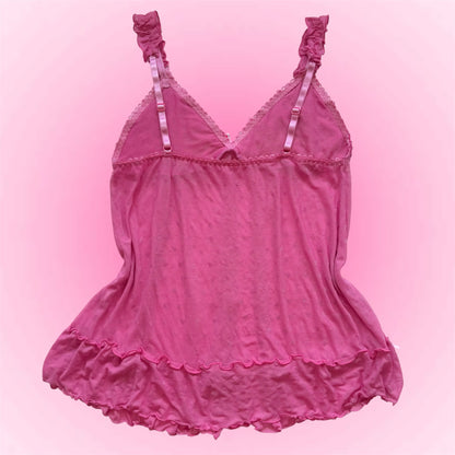 Pink Mesh Babydoll Dress (M)