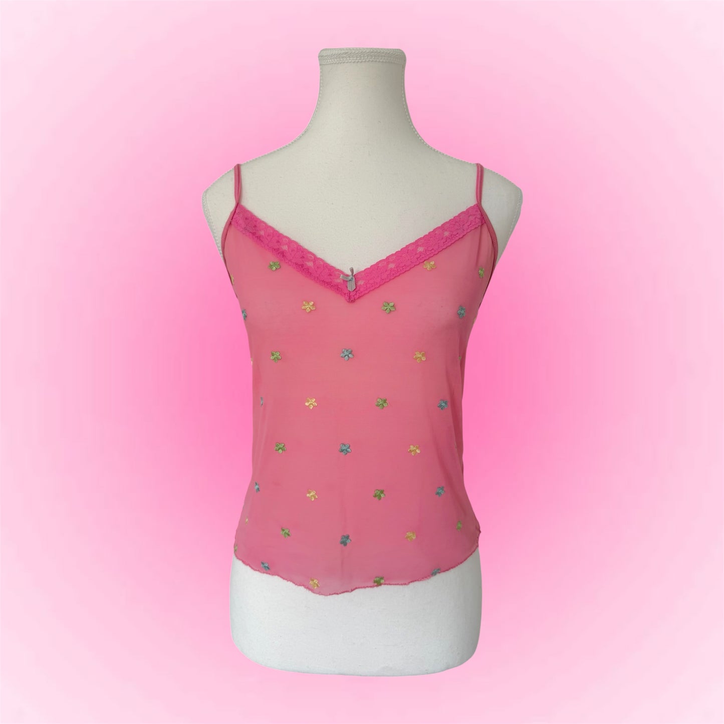 Pink Mesh Y2K Cami Top (S)