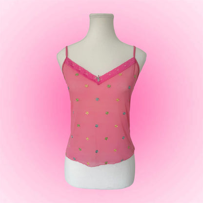 Pink Mesh Y2K Cami Top (S)