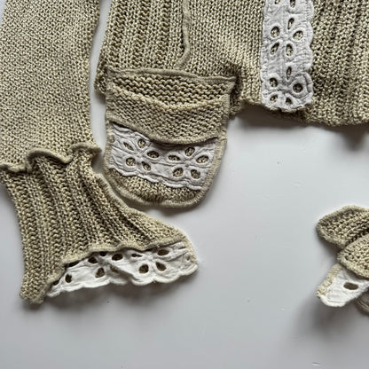 Beige Lace Cropped Cardigan