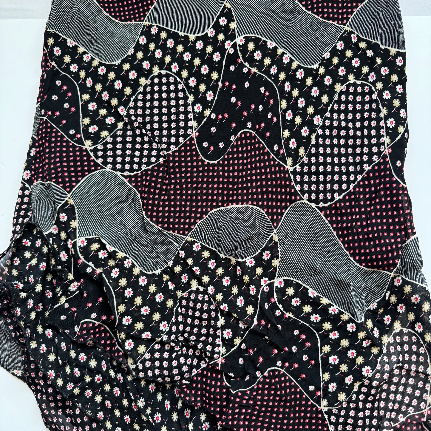 Black Patchwork Y2k Maxi Skirt (S)