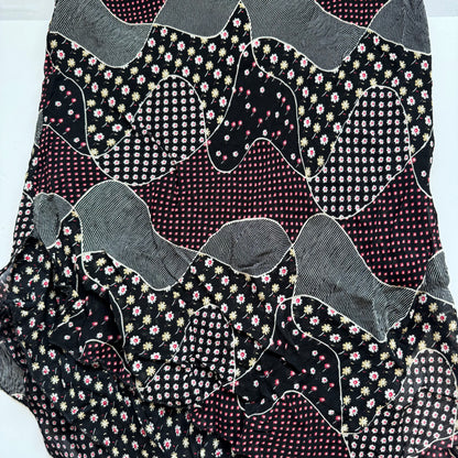 Black Patchwork Y2k Maxi Skirt (S)