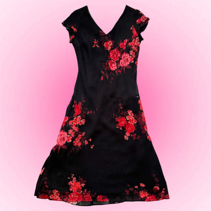 Vintage Floral Midi Dress (M)