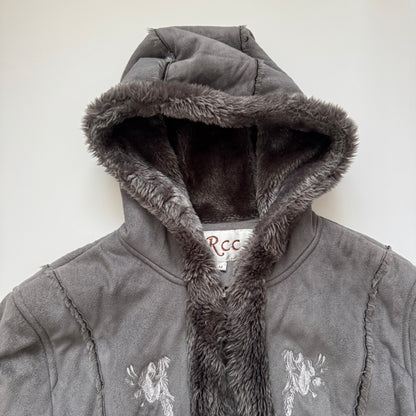 Grey long vintage coat (M)
