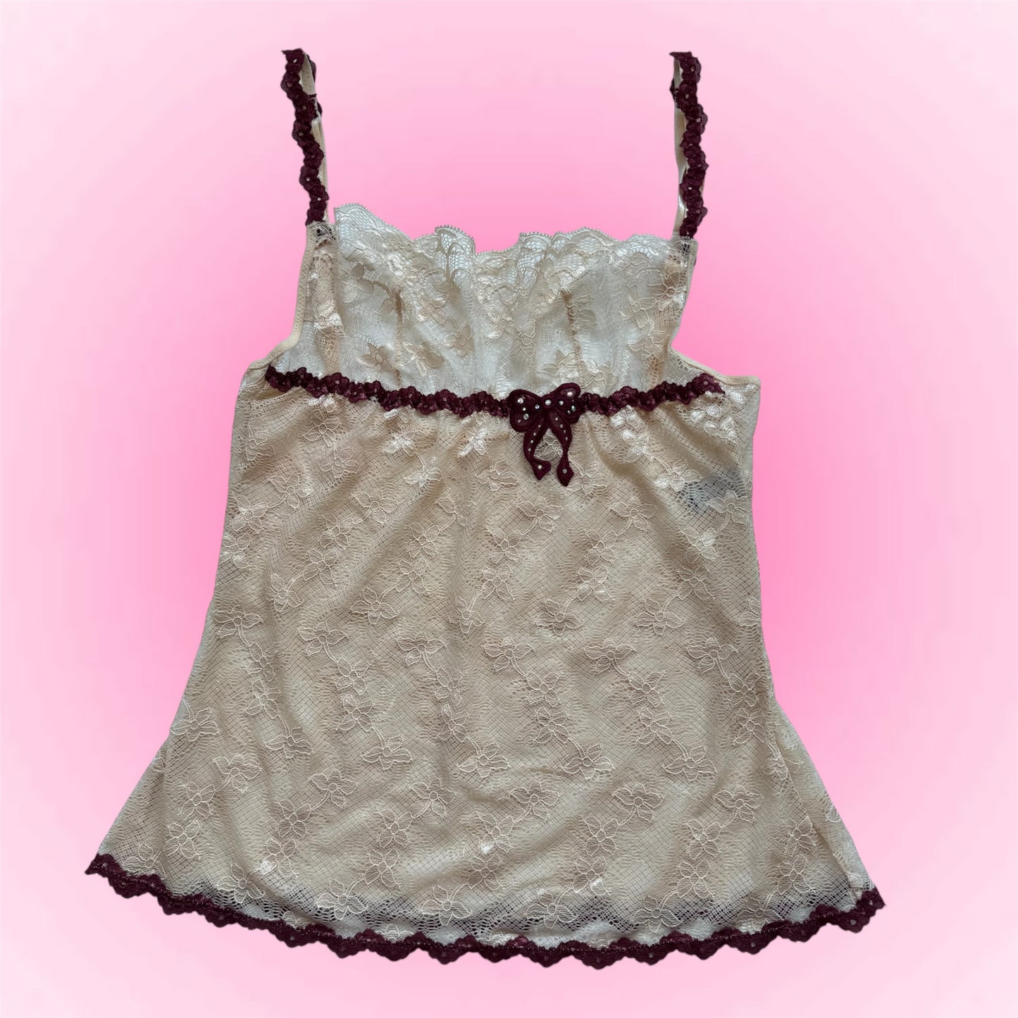 Cream coquette lace top (M)