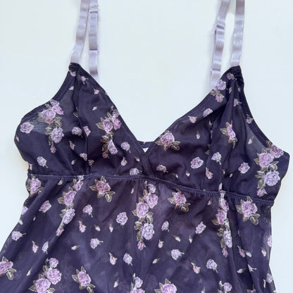 Purple Floral Babydoll Top (S)